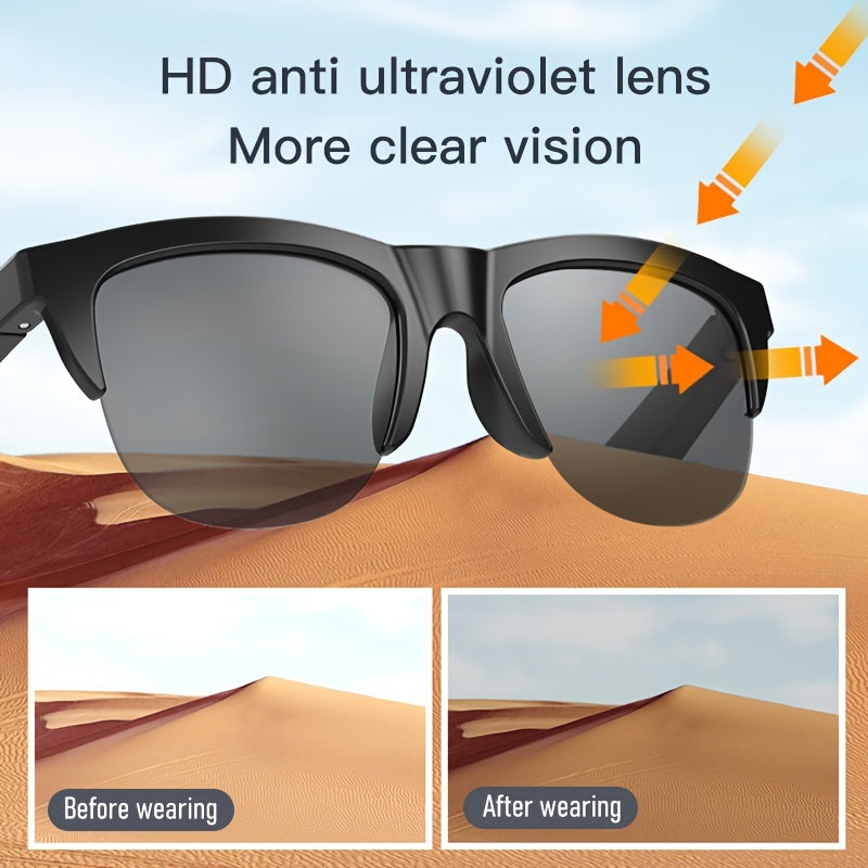 New Smart Wireless V5.3 Sunglasses, Multifunctional Glasses, Wireless Calls, Music Playback, Outdoor Sports Headphones, Rechargeable HIFI Sound Quality, HD Lenses, Black Technology, Unisex, Touch, Long Battery Life, UV Protec