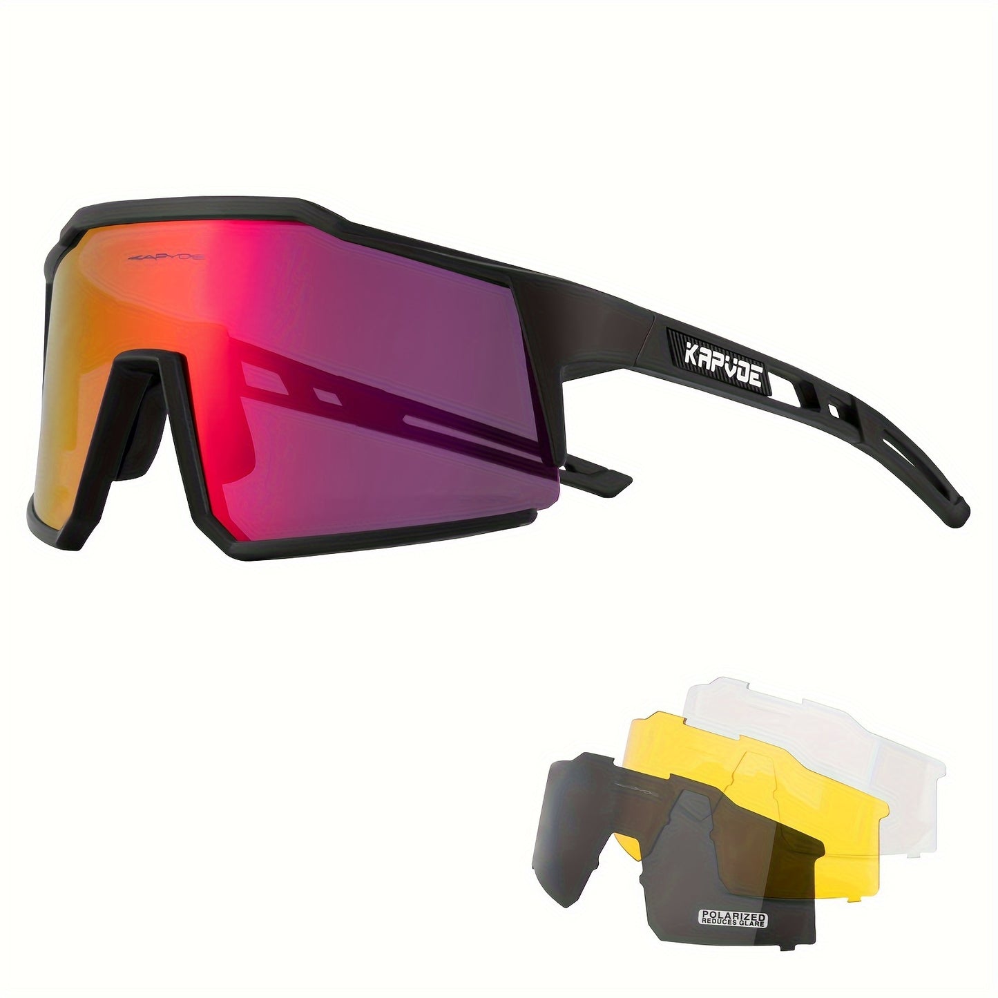KAPVOE Stylish One-piece Sports Sunglasses - Trendy Design for Outdoor Enthusiasts, Perfect for Driving, Fishing, Cycling, Golf, Beach Activities, Vacation Travel, and Photo Props - Unisex for Men and Women