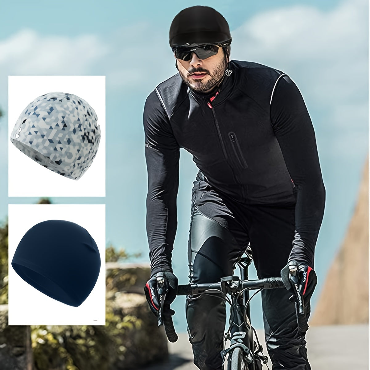 1pc Beanie Skull Cap, Sweat Wicking Helmet Liner Hat For Cycling Running Men Women, Halloween & Day Of The Dead Decorations