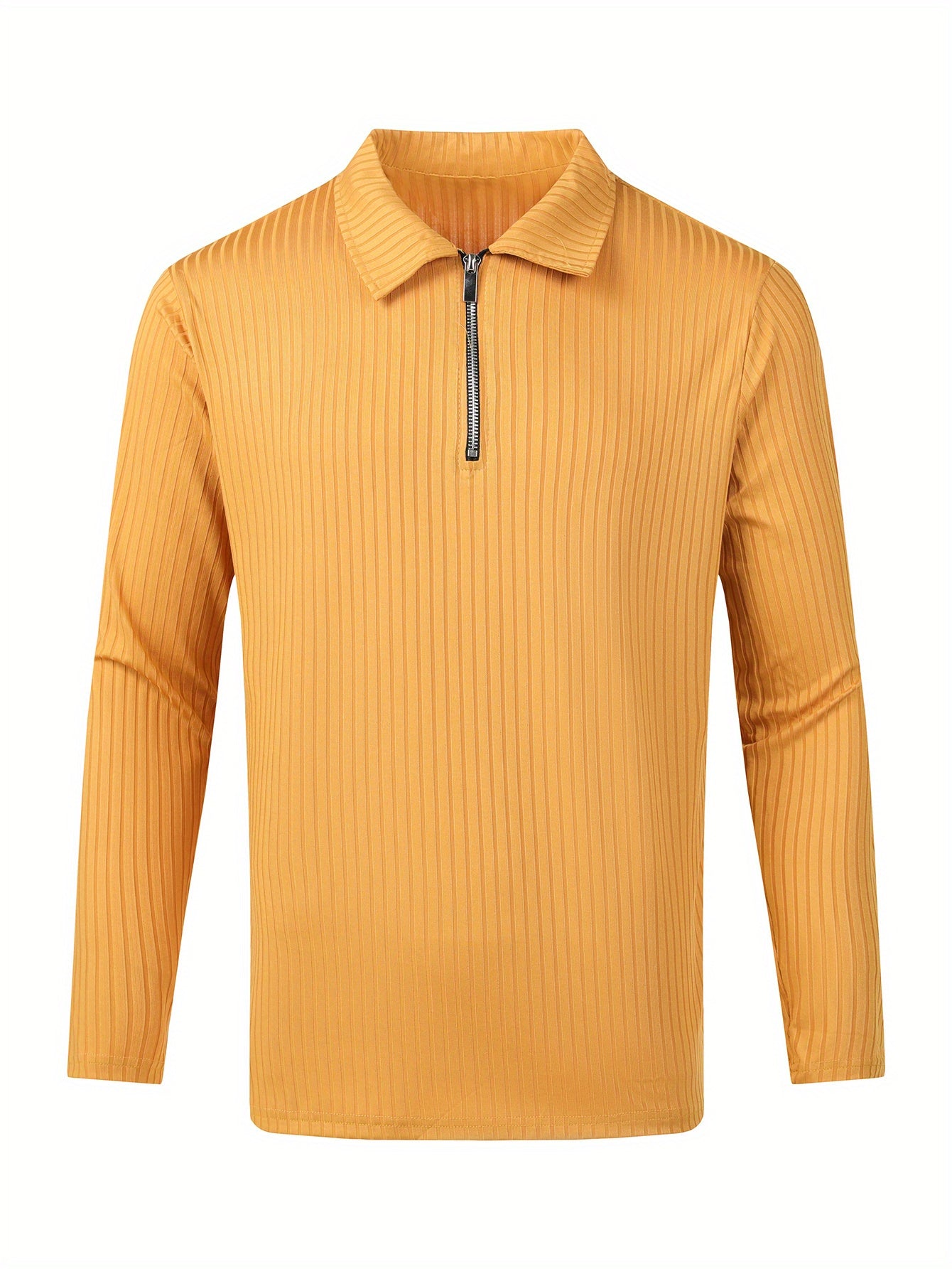 Vertical Stripe Men's Casual Long Sleeve Zipper Shirts, Lapel Collar Tops Pullovers, Men's Clothing For Spring Autumn
