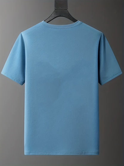 Men's "Tattooed & Employed" Print T-shirt, Casual Comfy Slightly Stretch Crew Neck Tee, Men's Clothing For Summer Outdoor