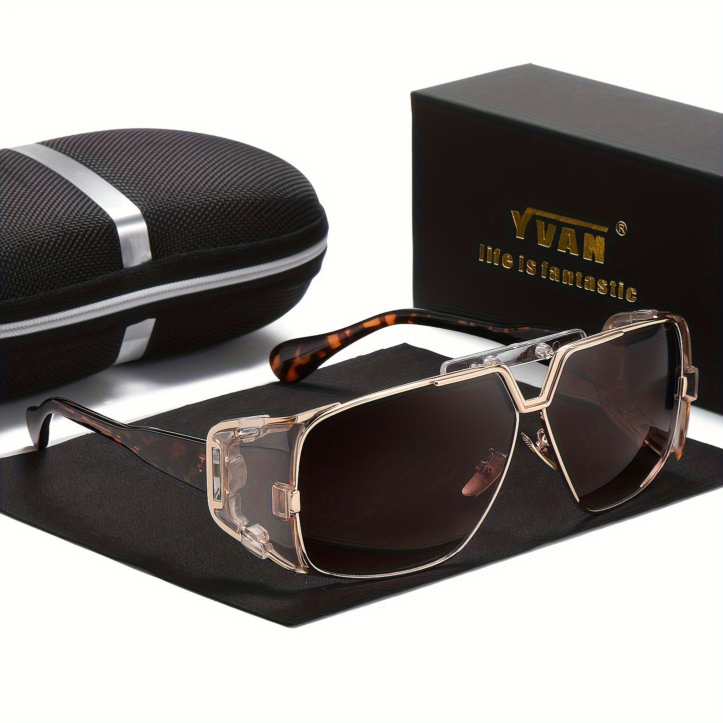 1pc Men's Retro Punk Metal Sunglasses, Dustproof Lens, Fashion Sunglasses with Glasses Case