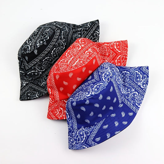 1pc Retro European And American Style Fashion Trendy Printed Cashew Bucket Hat Outdoor Travel Sun Hat Double-sided Wearable Basin Hat, Ideal Choice For Gifts