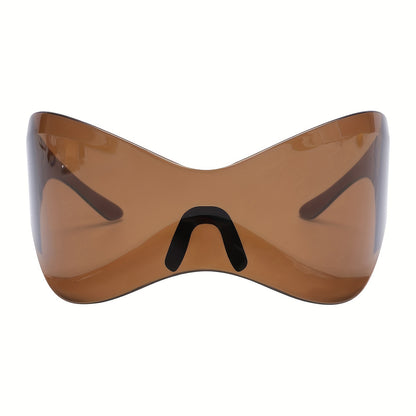 Windproof Frameless One-piece Sunglasses For Women European And American Personality Sports Glasses Punk Mask Fashion Y2K Cycling Sunglasses