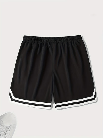 Men's 2 Piece Outfits, Chicago Letter Print, Striped Cuff Casual Graphic Tanktop And Loose Drawstring Shorts Set, Men's Clothing