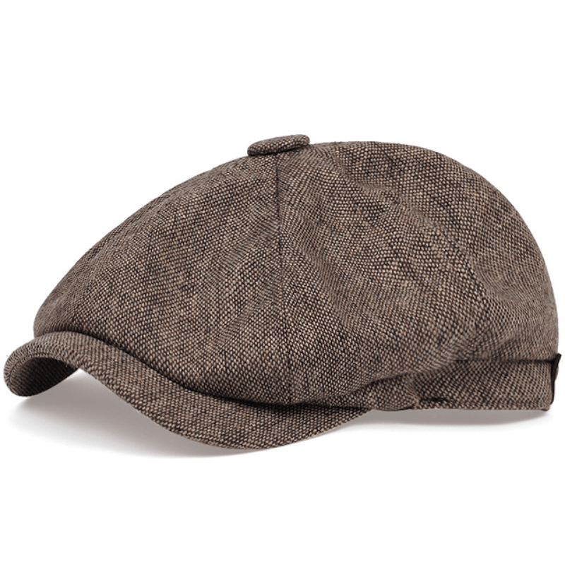 Men's Retro Octagonal Herringbone Hat, Casual Striped Beret, Gatsby Flat Hat