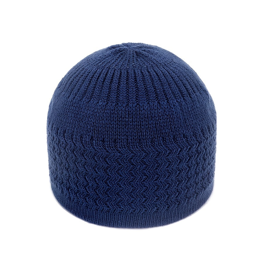 European And American Spring And Autumn Knitted Hat, Unisex Wavy Jacquard Unisex Dome Warm Beanie Cap, Muslim Pullover Knitted Hat, Ideal Choice For Gifts