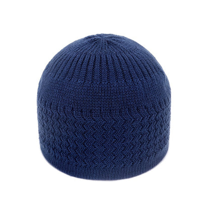 European And American Spring And Autumn Knitted Hat, Unisex Wavy Jacquard Unisex Dome Warm Beanie Cap, Muslim Pullover Knitted Hat, Ideal Choice For Gifts