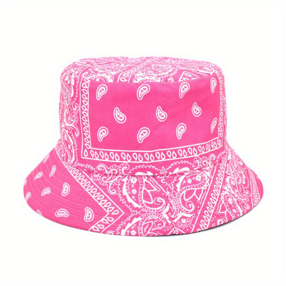 1pc Retro European And American Style Fashion Trendy Printed Cashew Bucket Hat Outdoor Travel Sun Hat Double-sided Wearable Basin Hat, Ideal Choice For Gifts