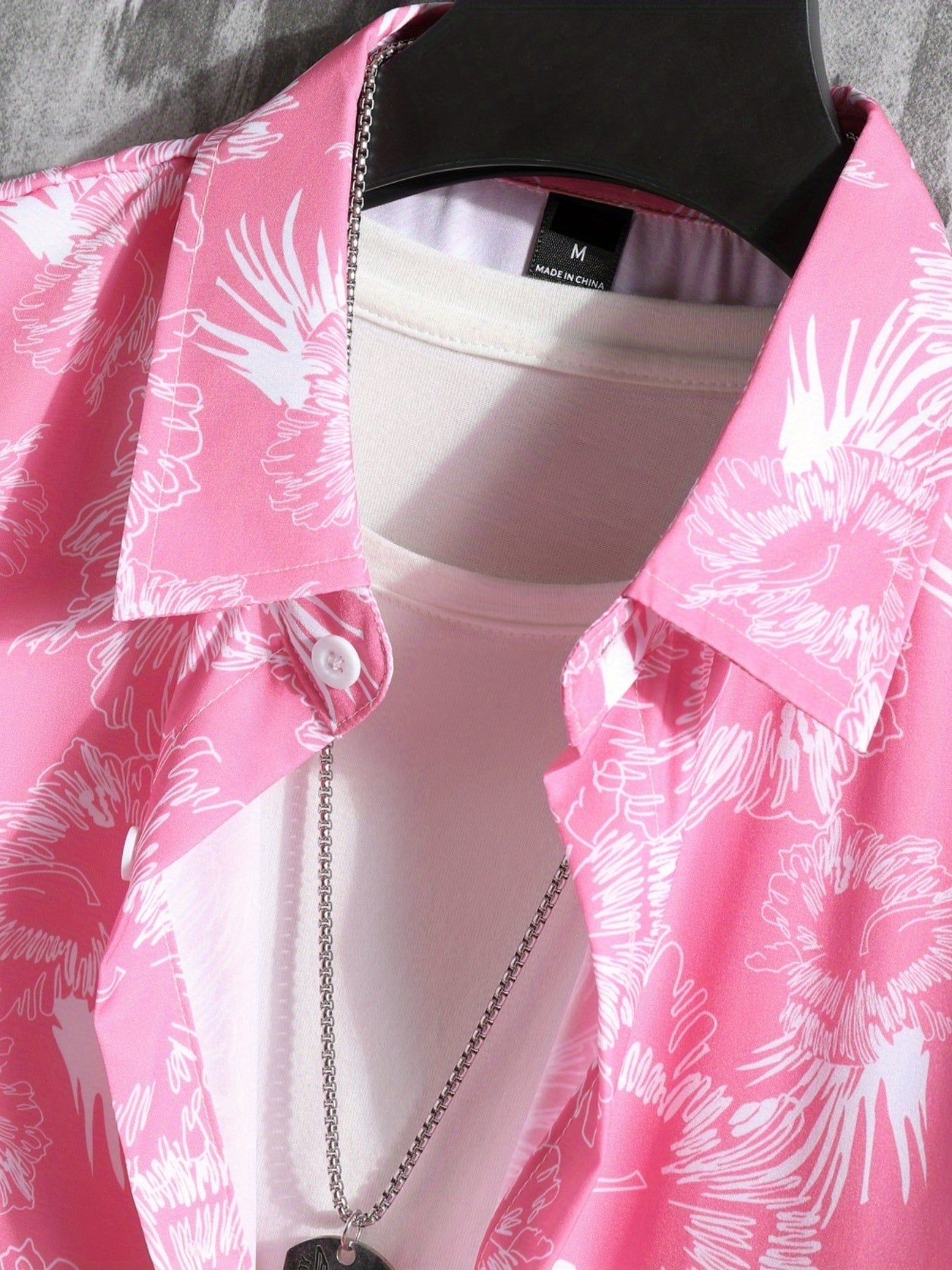 Tropical Floral Print, Men's 2Pcs Outfits, Casual Camp Collar Lapel Button Up Short Sleeve Shirts Hawaiian Shirt And Drawstring Shorts Set For Summer, Men's Clothing