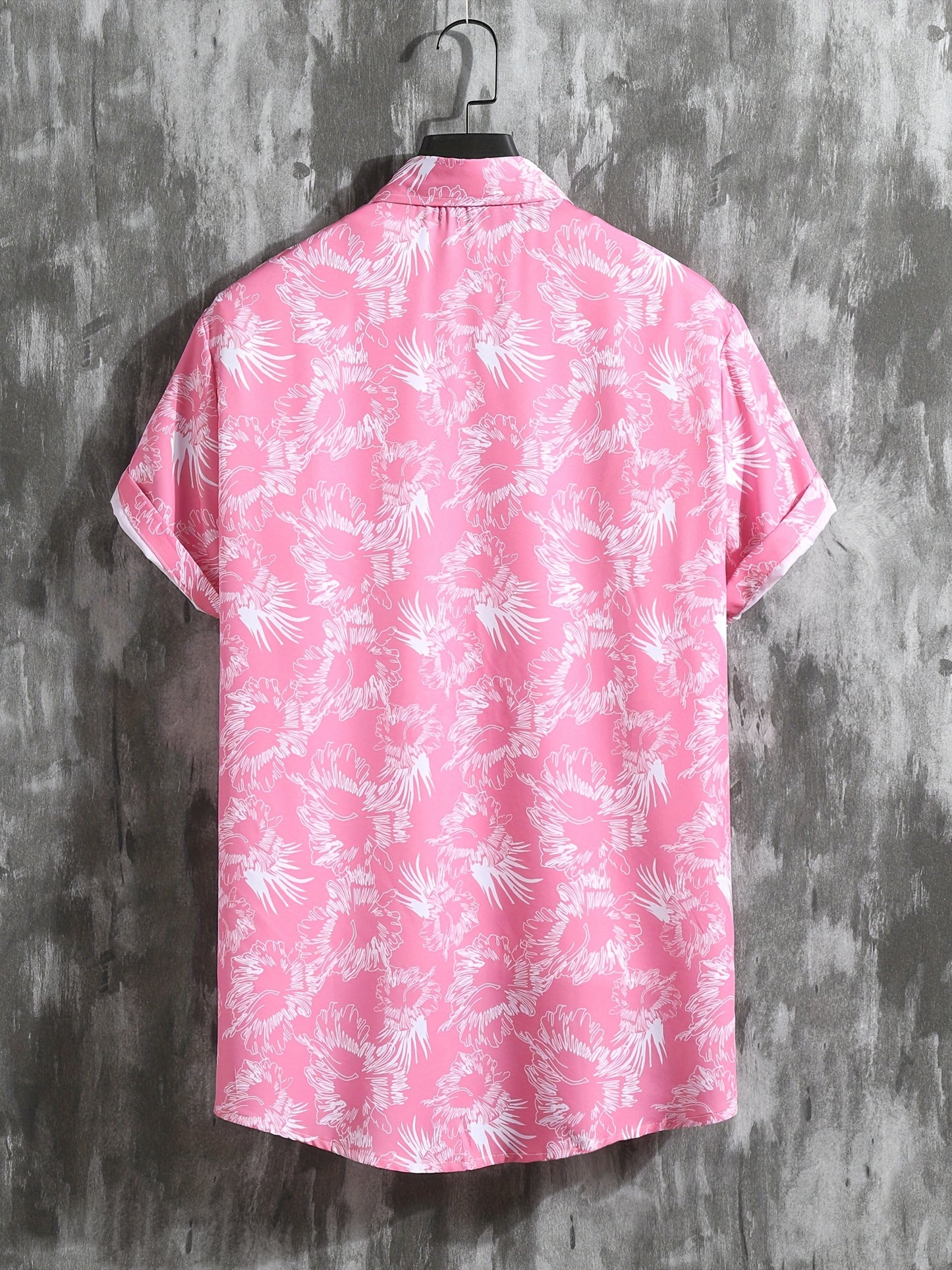 Tropical Floral Print, Men's 2Pcs Outfits, Casual Camp Collar Lapel Button Up Short Sleeve Shirts Hawaiian Shirt And Drawstring Shorts Set For Summer, Men's Clothing