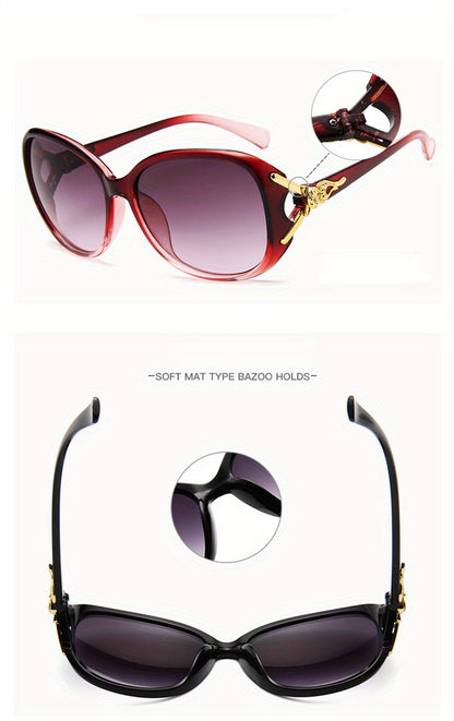 Round Fashion Sunglasses For Women Gradient Lens Metal Fox Decor Glasses Casual Outdoor Eyewear For Travel Beach