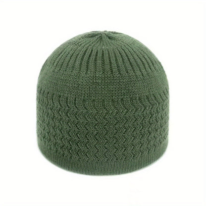 European And American Spring And Autumn Knitted Hat, Unisex Wavy Jacquard Unisex Dome Warm Beanie Cap, Muslim Pullover Knitted Hat, Ideal Choice For Gifts