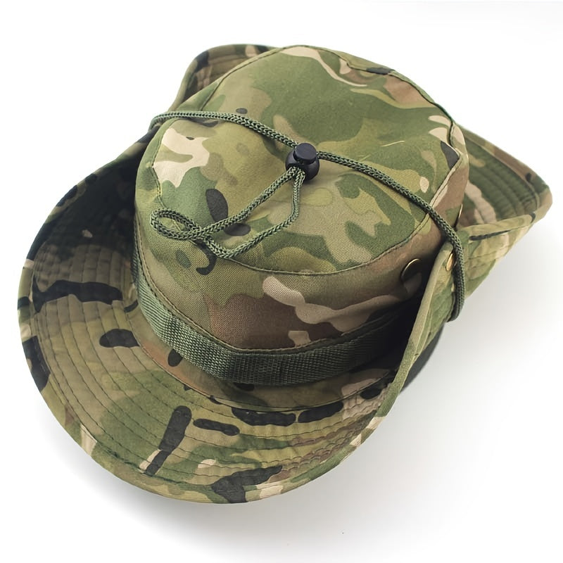Outdoor Sun Protection Fashion Round Edge Cotton Woven Bucket Hat For Hiking Jungle Desert