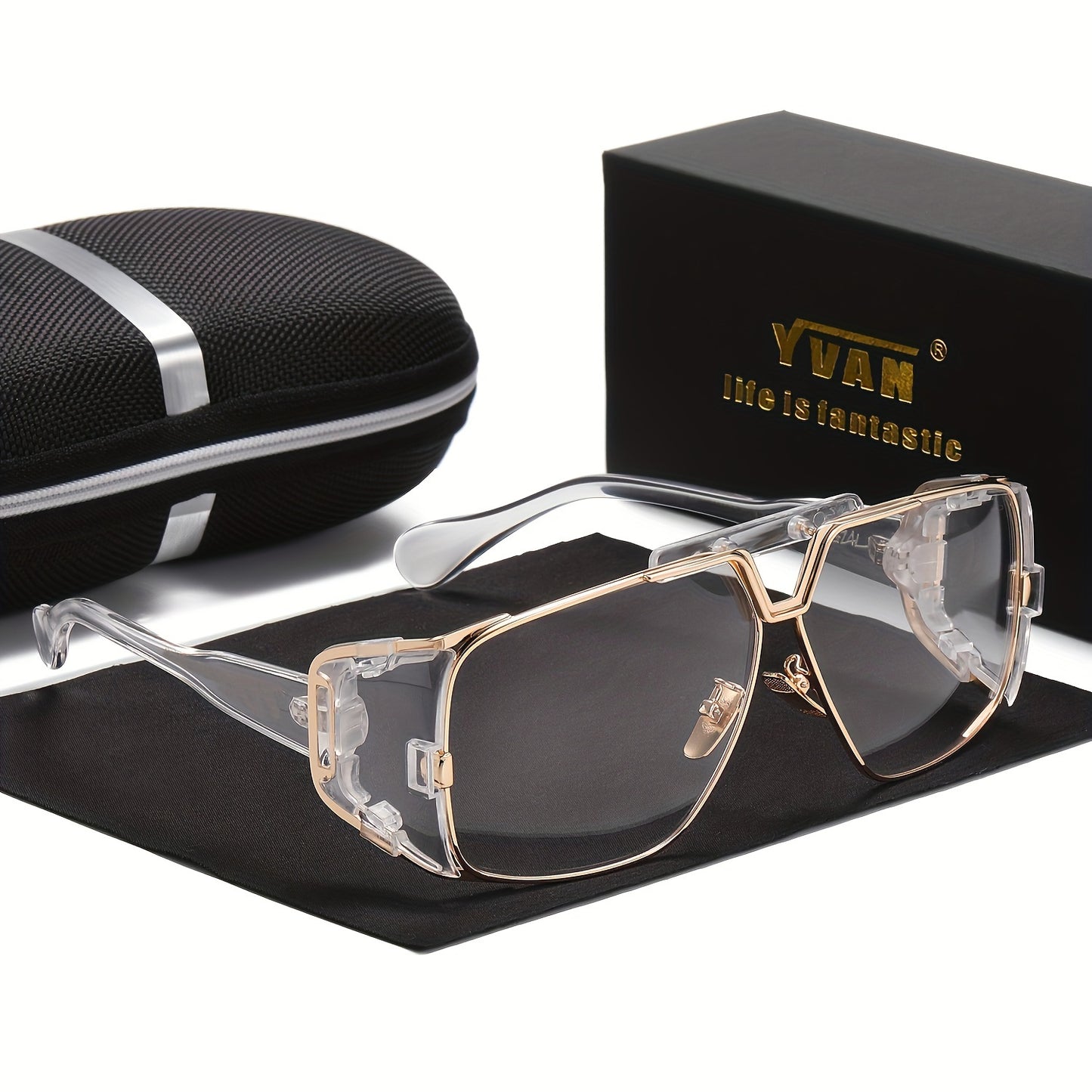 1pc Men's Retro Punk Metal Sunglasses, Dustproof Lens, Fashion Sunglasses with Glasses Case