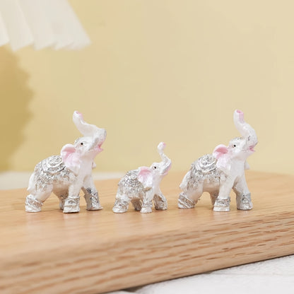 3pcs Resin Elephant Family Figurines, Decorative Collectibles for Indoor and Outdoor, Holiday Gift for Home and Office Decor, No Electricity Required