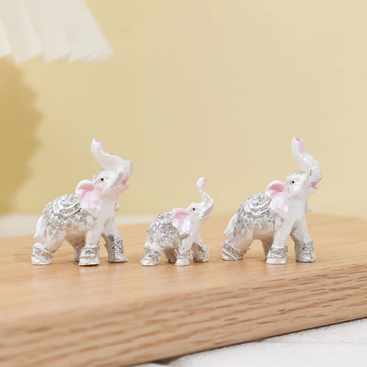 3pcs Resin Elephant Family Figurines, Decorative Collectibles for Indoor and Outdoor, Holiday Gift for Home and Office Decor, No Electricity Required