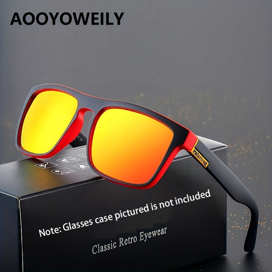 Super Classic Unisex Retro Square Colored Polarized Sunglasses, Fashionable Large Size For Men And Women, Suitable For Sports, Fishing, Driving, Anti-glare While Cycling, Riding Motorcycles, Climbing, Shopping, Traveling, Hik
