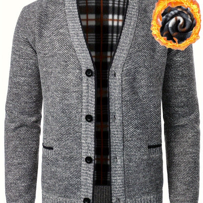 Cozy V-Neck Cardigan Sweater - Soft Knit, Casual, Fall and Winter Essential, Best Selling Men's Clothing for Cold Weather