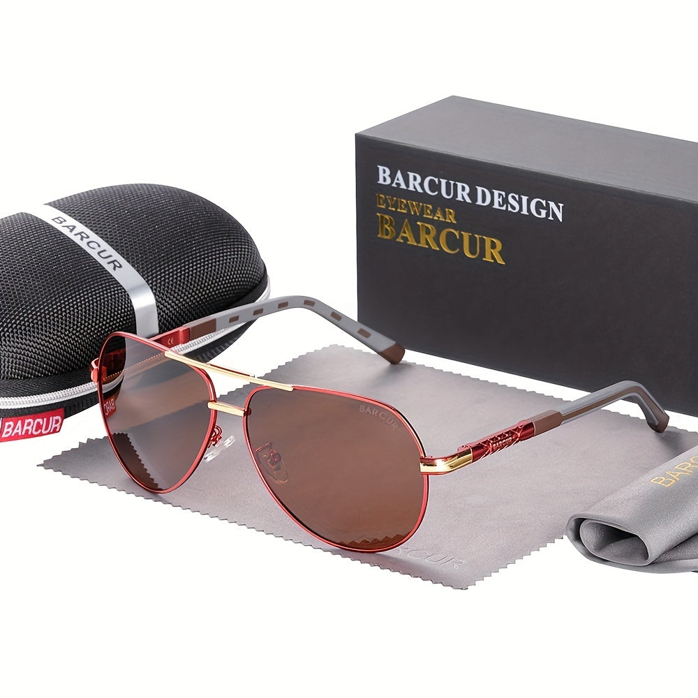 BARCUR Retro Men's Sunglasses Polarized Sunglasses Driving Eyewear UV Protection Protective Sunglasses, ideal choice for gifts