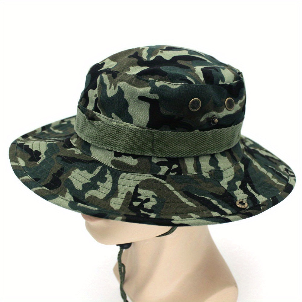 Outdoor Sun Protection Fashion Round Edge Cotton Woven Bucket Hat For Hiking Jungle Desert
