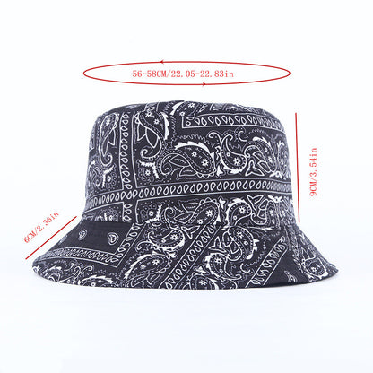 1pc Retro European And American Style Fashion Trendy Printed Cashew Bucket Hat Outdoor Travel Sun Hat Double-sided Wearable Basin Hat, Ideal Choice For Gifts
