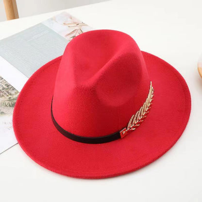 Retro Tweed Bowler Hat with HMetal Wheat & Belt Accessories - A Stylish Minimalistic Jazz Hat with a Large Brim