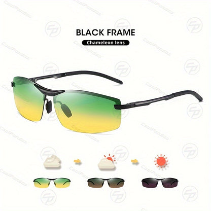 UV400 Dual-Vision Photochromic Polarized Sunglasses: Day & Night Protection for Men & Women