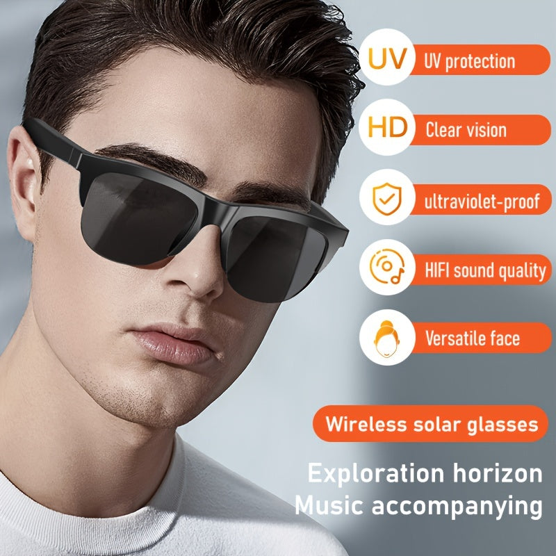 New Smart Wireless V5.3 Sunglasses, Multifunctional Glasses, Wireless Calls, Music Playback, Outdoor Sports Headphones, Rechargeable HIFI Sound Quality, HD Lenses, Black Technology, Unisex, Touch, Long Battery Life, UV Protec