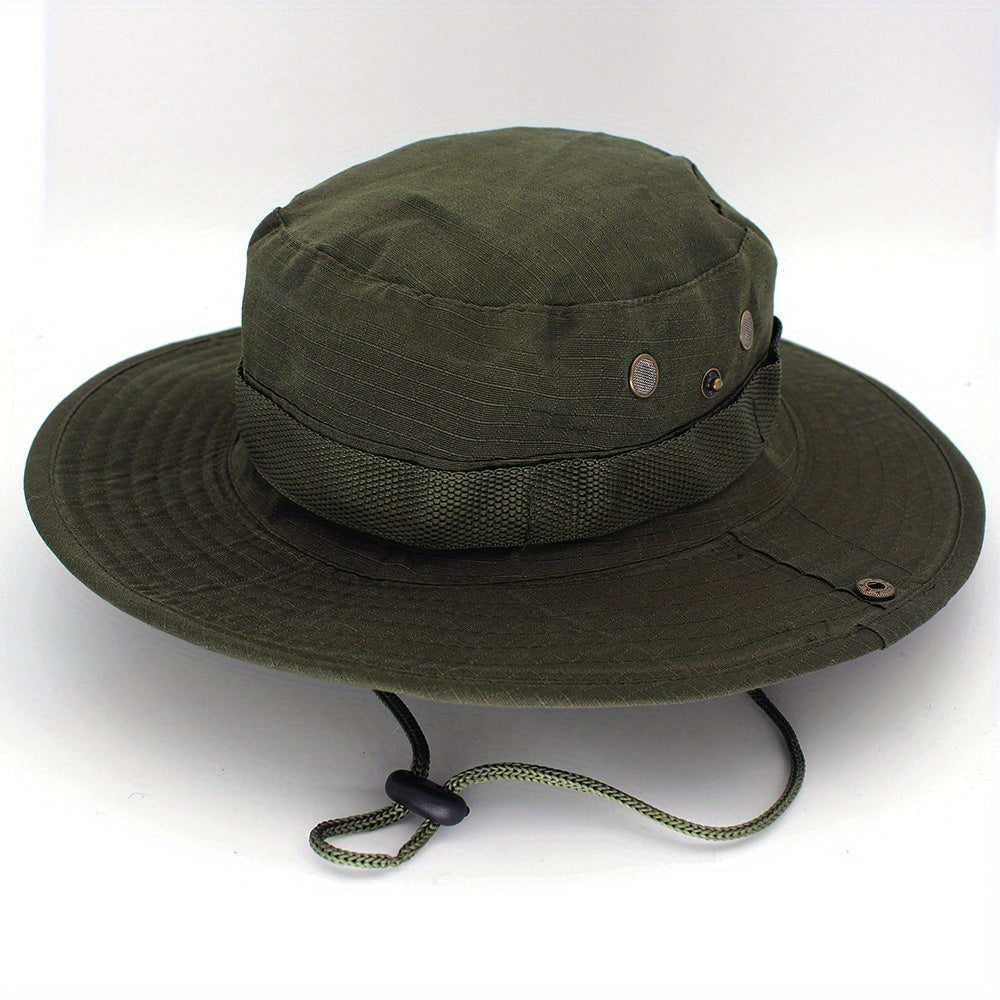 Outdoor Sun Protection Fashion Round Edge Cotton Woven Bucket Hat For Hiking Jungle Desert