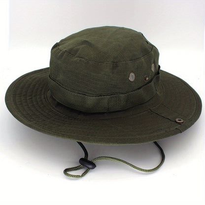 Outdoor Sun Protection Fashion Round Edge Cotton Woven Bucket Hat For Hiking Jungle Desert