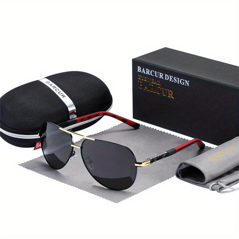 BARCUR Retro Men's Sunglasses Polarized Sunglasses Driving Eyewear UV Protection Protective Sunglasses, ideal choice for gifts