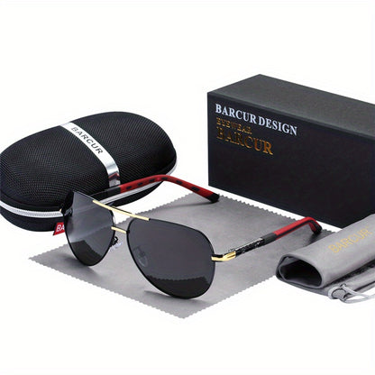 BARCUR Retro Men's Sunglasses Polarized Sunglasses Driving Eyewear UV Protection Protective Sunglasses, ideal choice for gifts