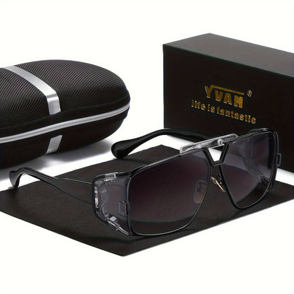 1pc Men's Retro Punk Metal Sunglasses, Dustproof Lens, Fashion Sunglasses with Glasses Case
