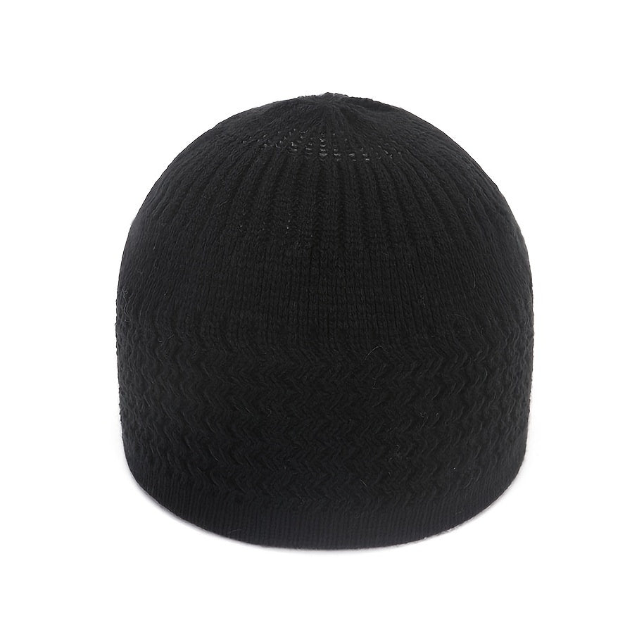 European And American Spring And Autumn Knitted Hat, Unisex Wavy Jacquard Unisex Dome Warm Beanie Cap, Muslim Pullover Knitted Hat, Ideal Choice For Gifts