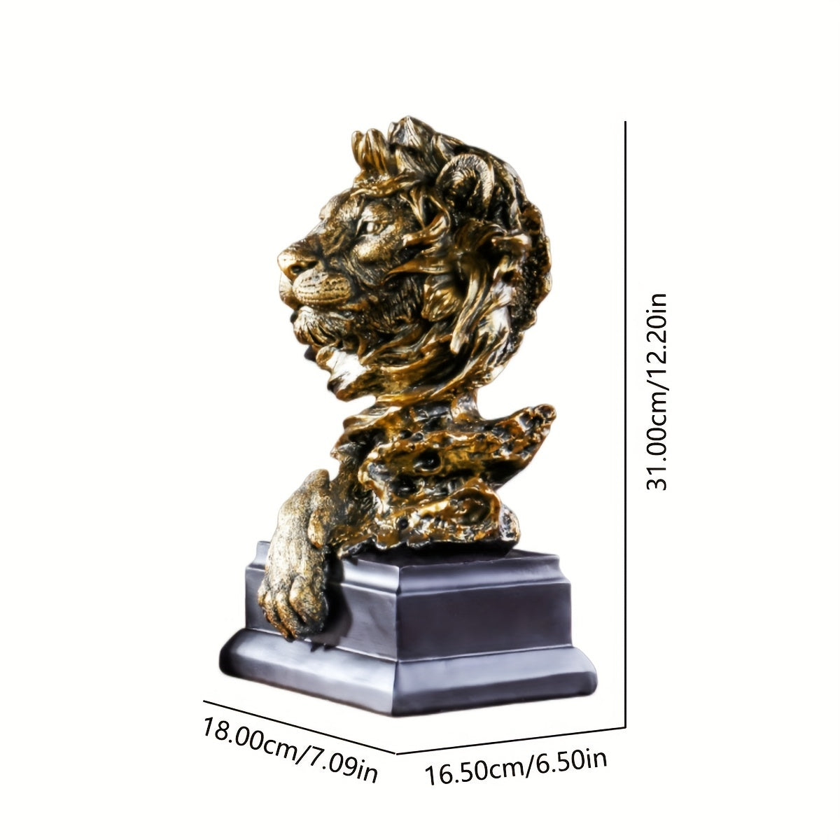 HF-830 Golden Resin Lion Statue King Of Beasts Figurine Lion Statues Home Decor Office Exquisite Decoration Collectibles For Men Room Decor For Men