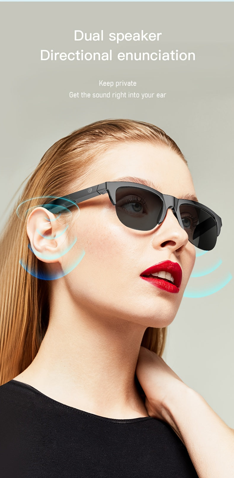 New Smart Wireless V5.3 Sunglasses, Multifunctional Glasses, Wireless Calls, Music Playback, Outdoor Sports Headphones, Rechargeable HIFI Sound Quality, HD Lenses, Black Technology, Unisex, Touch, Long Battery Life, UV Protec