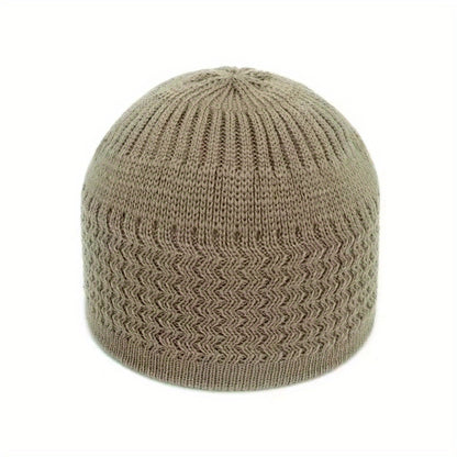 European And American Spring And Autumn Knitted Hat, Unisex Wavy Jacquard Unisex Dome Warm Beanie Cap, Muslim Pullover Knitted Hat, Ideal Choice For Gifts