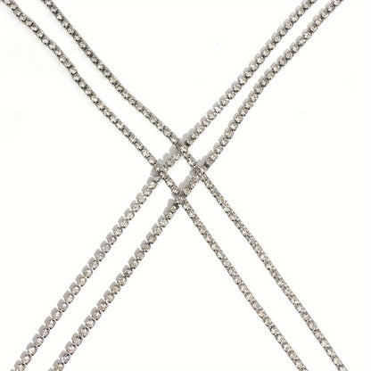 Luxury Cross Chest Chain Shiny Rhinestones Body Chain Jewelry