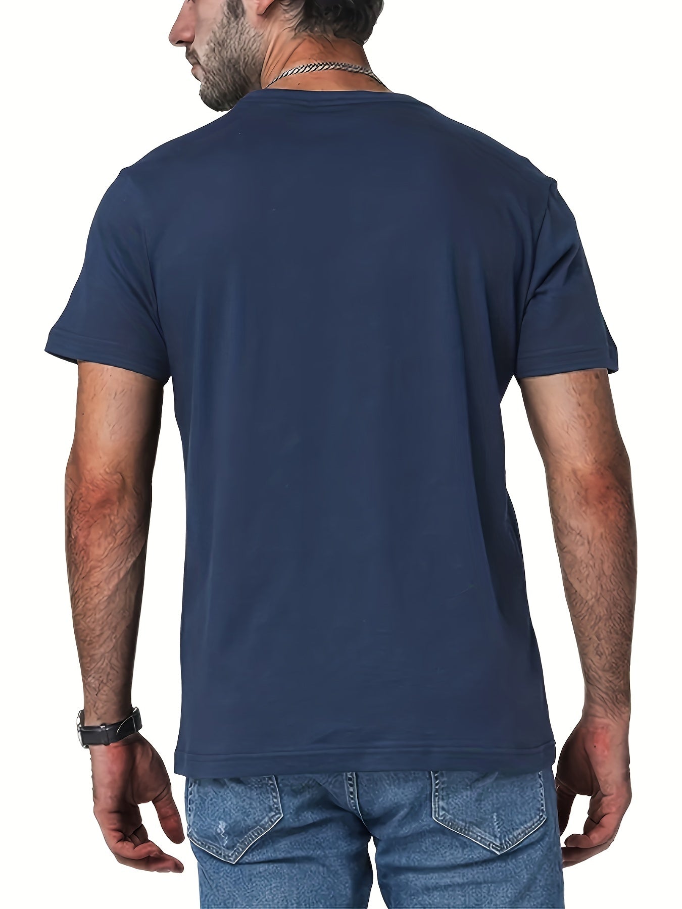 Men's "Tattooed & Employed" Print T-shirt, Casual Comfy Slightly Stretch Crew Neck Tee, Men's Clothing For Summer Outdoor