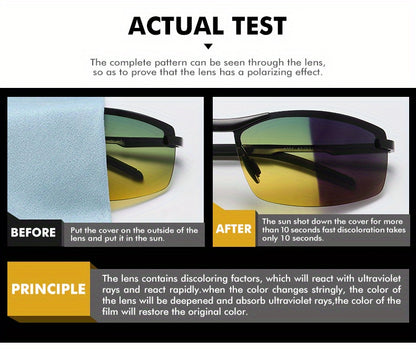 UV400 Dual-Vision Photochromic Polarized Sunglasses: Day & Night Protection for Men & Women