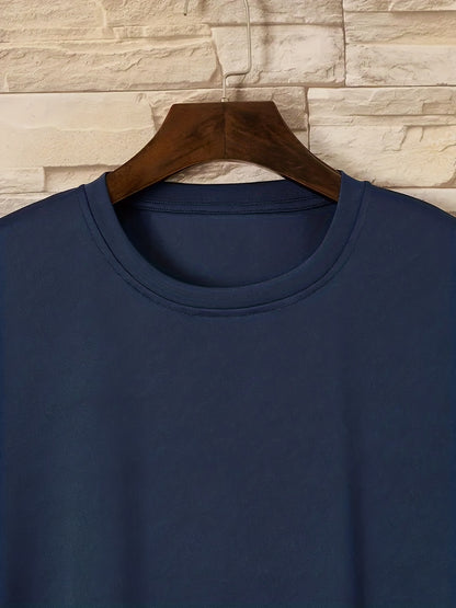 Men's "Tattooed & Employed" Print T-shirt, Casual Comfy Slightly Stretch Crew Neck Tee, Men's Clothing For Summer Outdoor