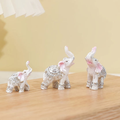 3pcs Resin Elephant Family Figurines, Decorative Collectibles for Indoor and Outdoor, Holiday Gift for Home and Office Decor, No Electricity Required