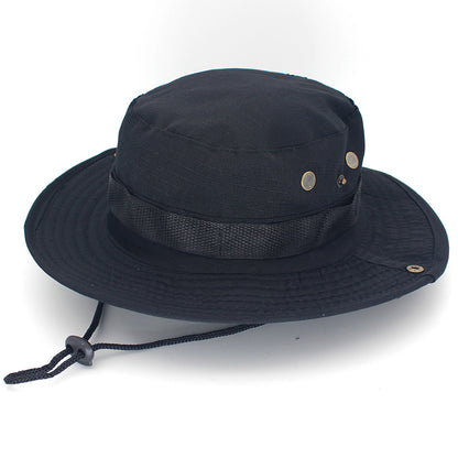 Outdoor Sun Protection Fashion Round Edge Cotton Woven Bucket Hat For Hiking Jungle Desert