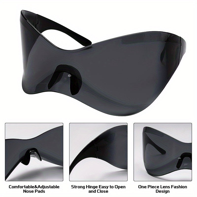 Windproof Frameless One-piece Sunglasses For Women European And American Personality Sports Glasses Punk Mask Fashion Y2K Cycling Sunglasses