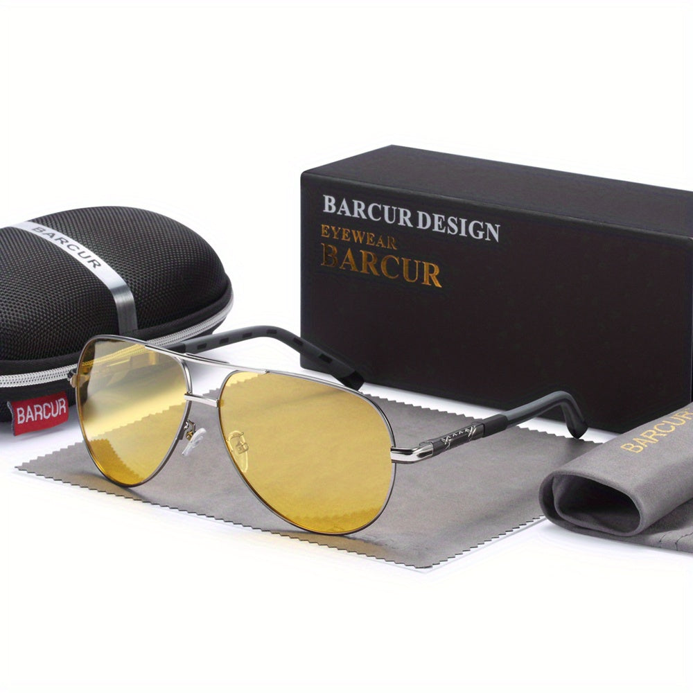 BARCUR Retro Men's Sunglasses Polarized Sunglasses Driving Eyewear UV Protection Protective Sunglasses, ideal choice for gifts