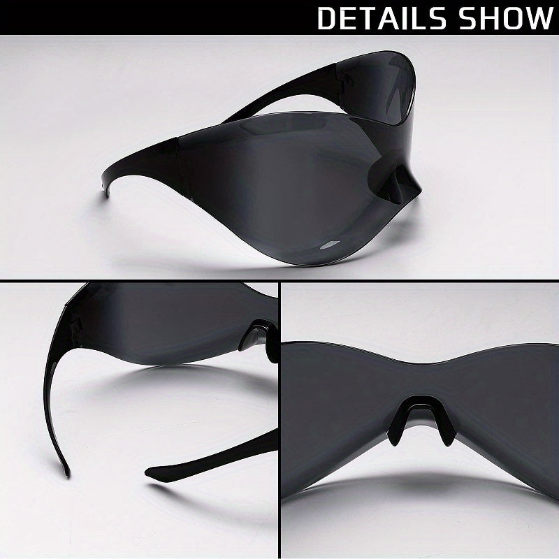 Windproof Frameless One-piece Sunglasses For Women European And American Personality Sports Glasses Punk Mask Fashion Y2K Cycling Sunglasses
