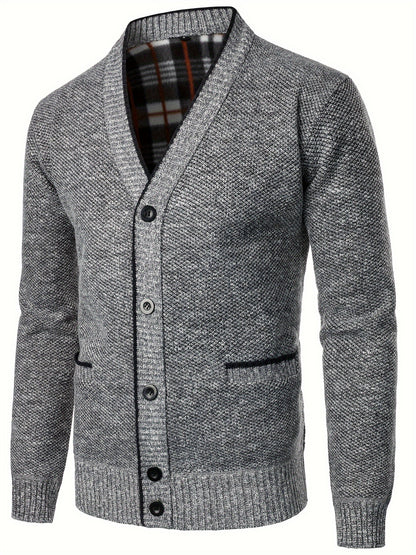 Cozy V-Neck Cardigan Sweater - Soft Knit, Casual, Fall and Winter Essential, Best Selling Men's Clothing for Cold Weather