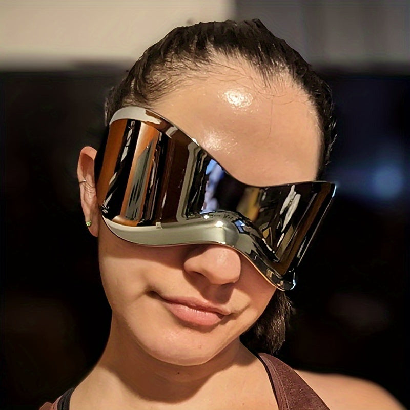 Windproof Frameless One-piece Sunglasses For Women European And American Personality Sports Glasses Punk Mask Fashion Y2K Cycling Sunglasses