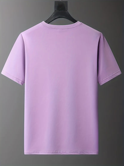 Men's "Tattooed & Employed" Print T-shirt, Casual Comfy Slightly Stretch Crew Neck Tee, Men's Clothing For Summer Outdoor